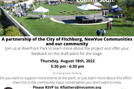 a flyer for the riverfront park stage coming soon