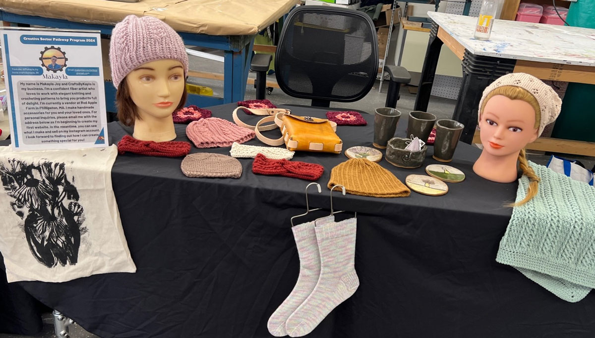 Table showing the work of Creative Pathways students